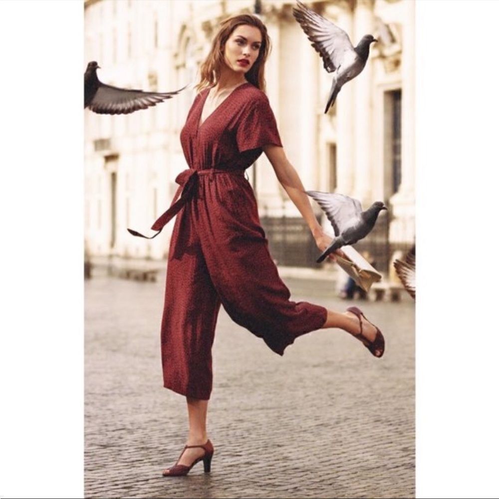 Rails Jet Animal Printed V-Neck Jumpsuit in Rust